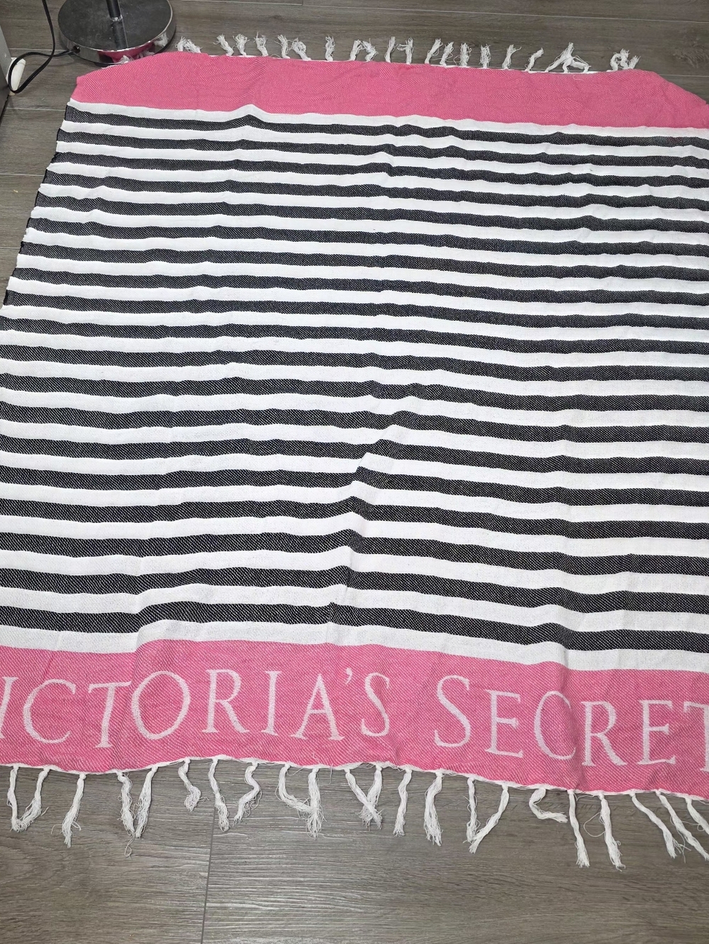Y2K Victoria's Secret Throw Blanket/ Beach Blanket Pink Stripe Barbie 50 X 60